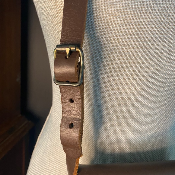 African Handmade Brown Leather Crossbody Bag with Colorful Leather Accent - Picture 6 of 12